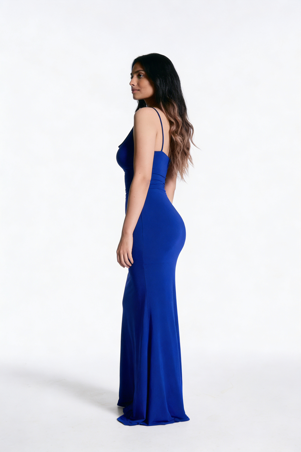 Zoya | Cobalt Blue Cowl Neck Bodycon Maxi Dress