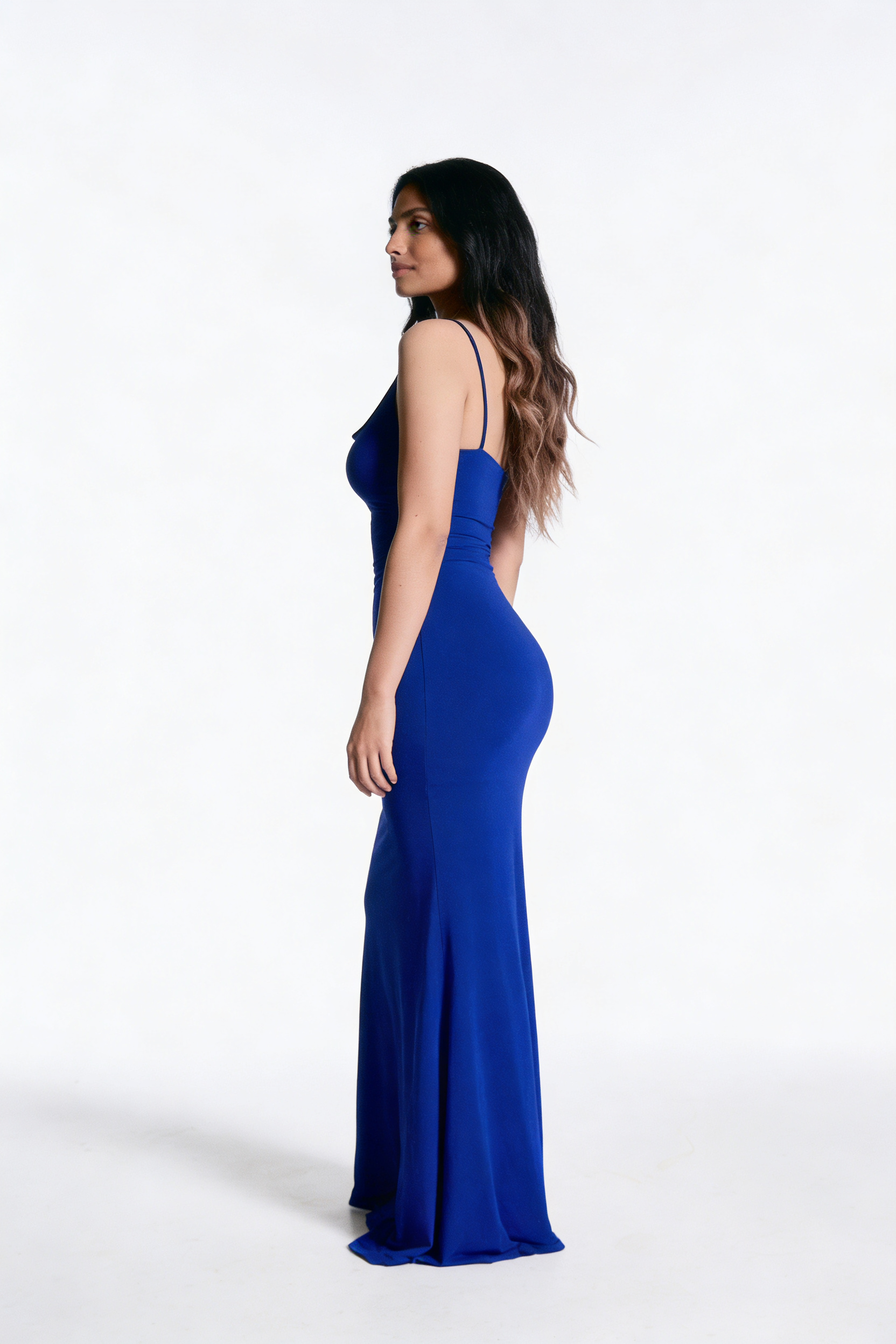 Zoya | Cobalt Blue Cowl Neck Bodycon Maxi Dress